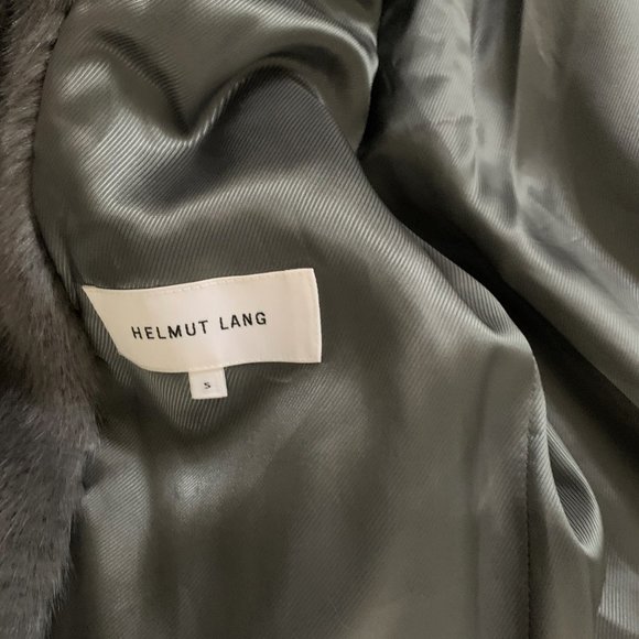 HELMUT LANG MINK GREY FAUX FUR HOODED BOMBER  S - Picture 10 of 10